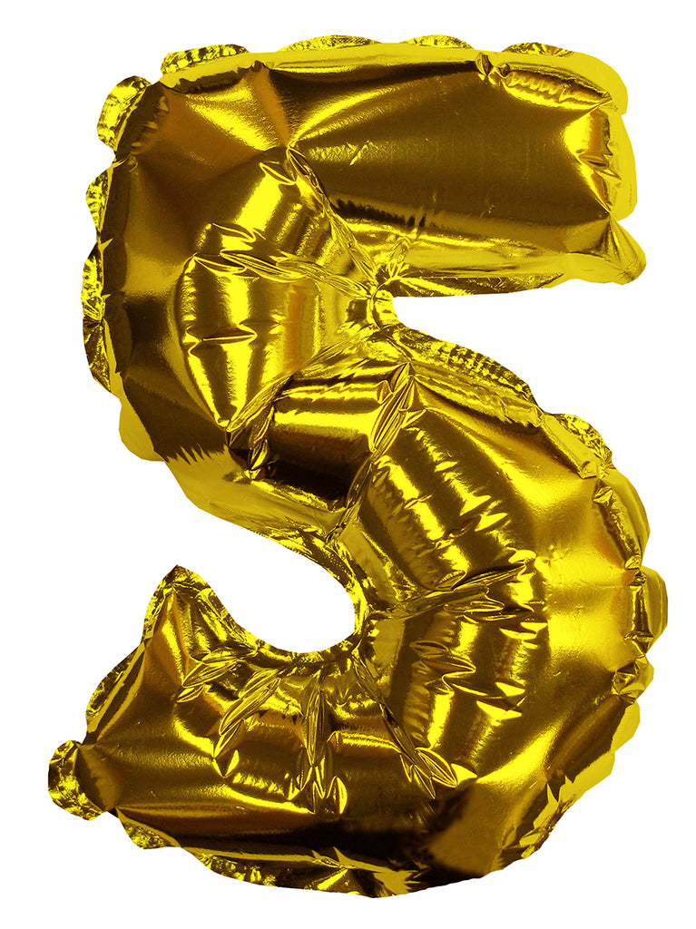 8" Airfill Only Gold #5 Shape Self Sealing Valve Foil Balloon