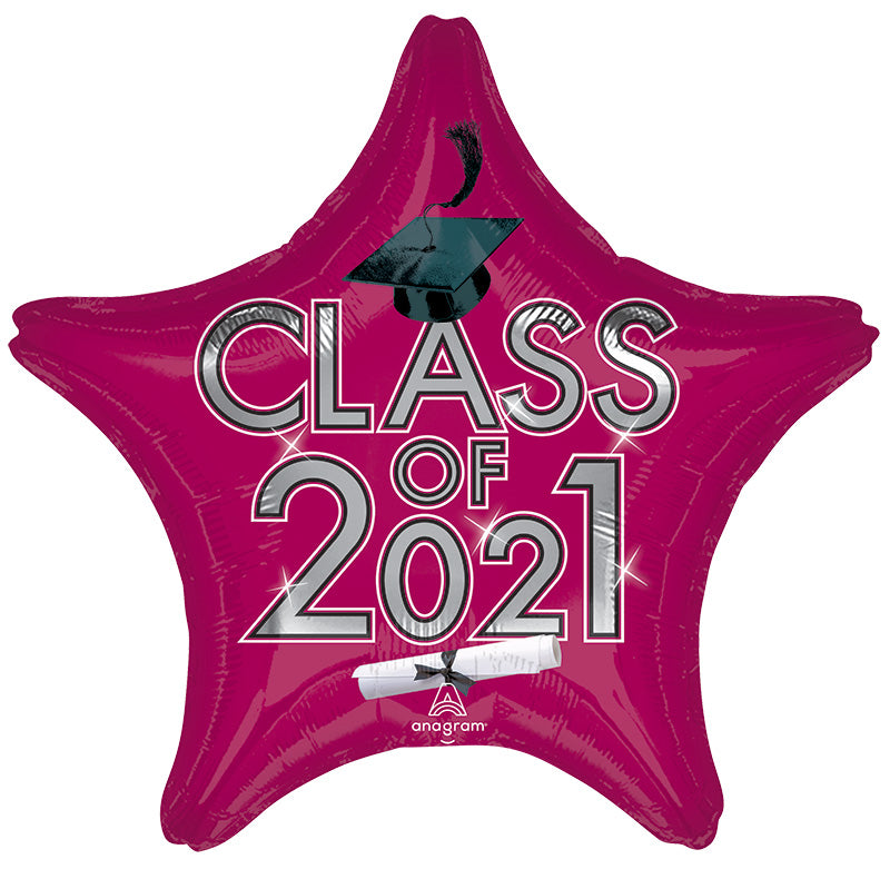 18" Graduation Class of 2021 - Berry Foil Balloon