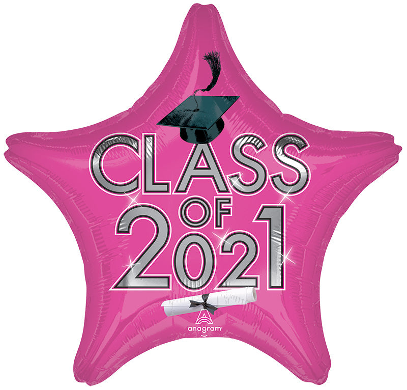 18" Graduation Class of 2021 - Pink Foil Balloon