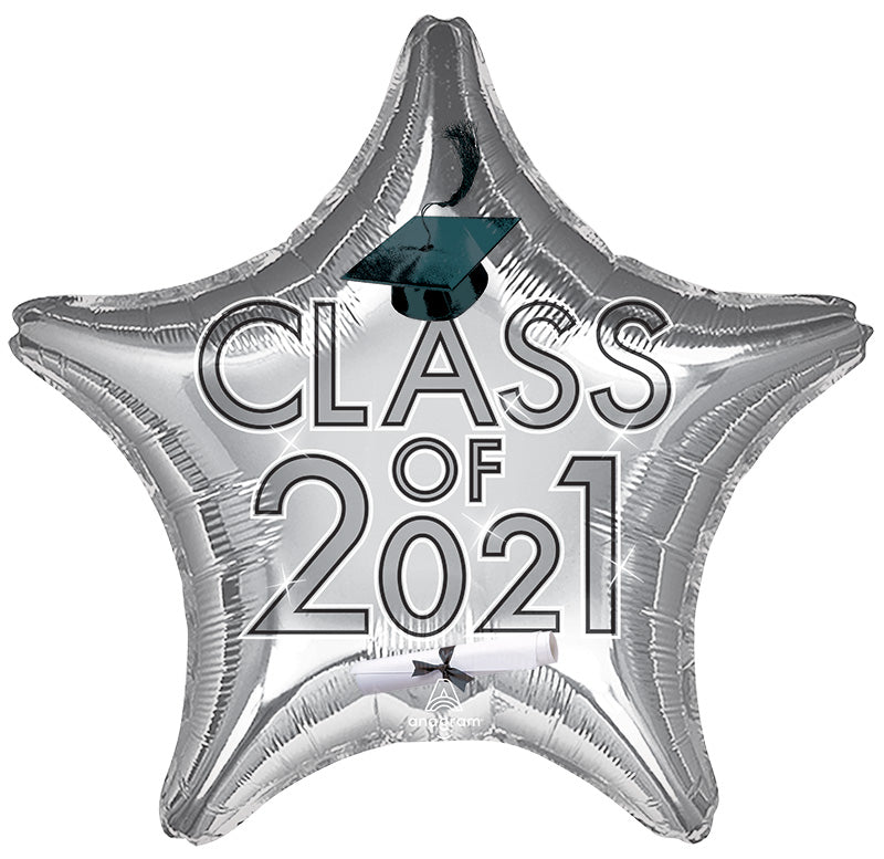 18" Graduation Class of 2021 - Silver Foil Balloon