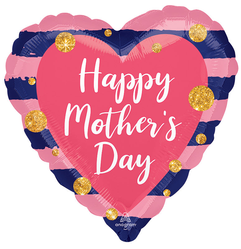 18" Happy Mother's Day Navy & Pink Foil Balloon