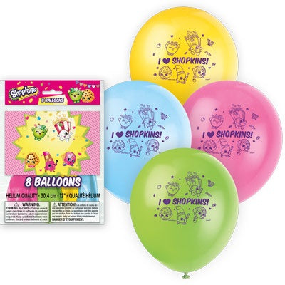 12" (8 Count) Shopkins Balloons 2 Sided
