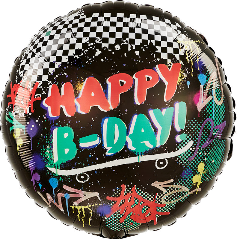 18" Happy Birthday Skater Party Foil Balloon