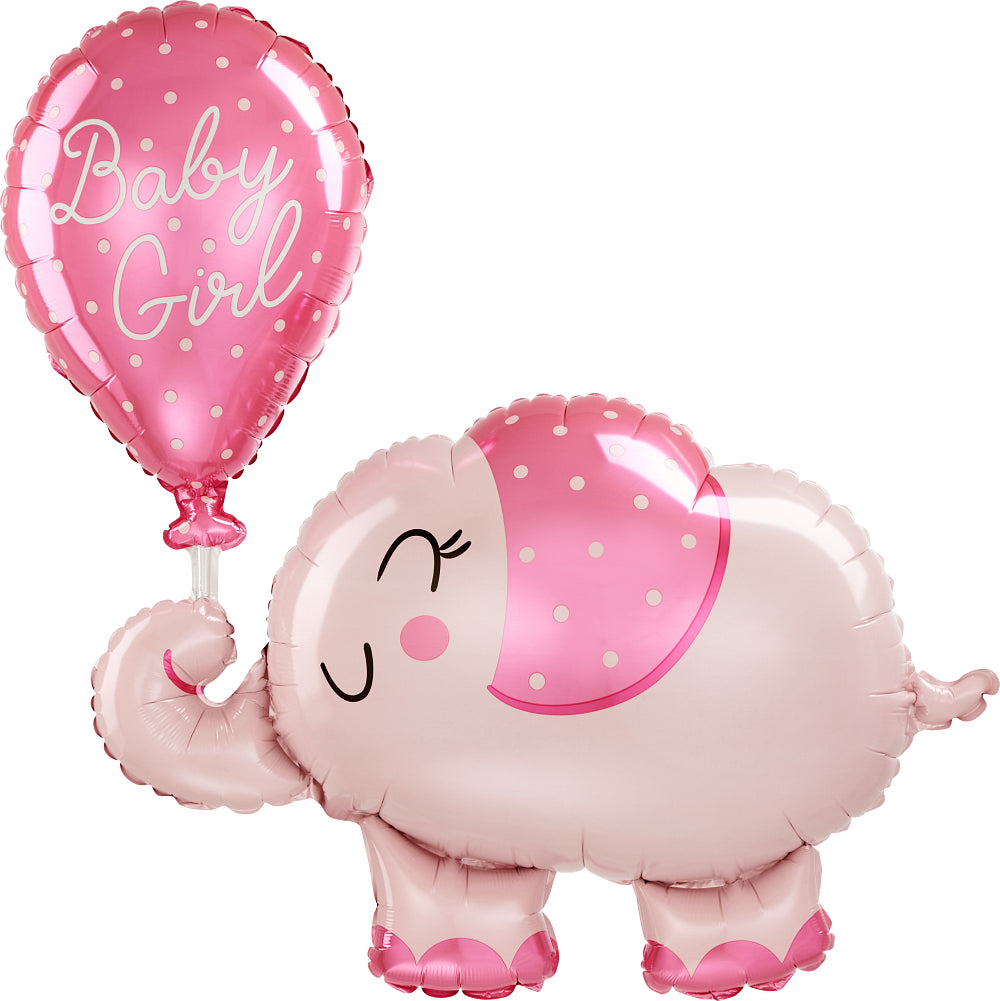 31" SuperShape Baby Girl Elephant Foil Balloon