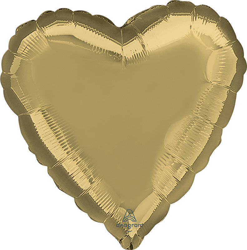 17" White Gold Heart Foil Balloon