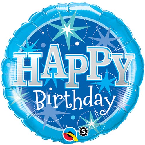 36" Packaged Birthday Blue Sparkle Balloon