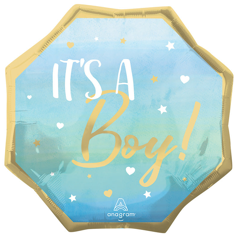 28" Blue Baby It's a Boy Foil Balloon