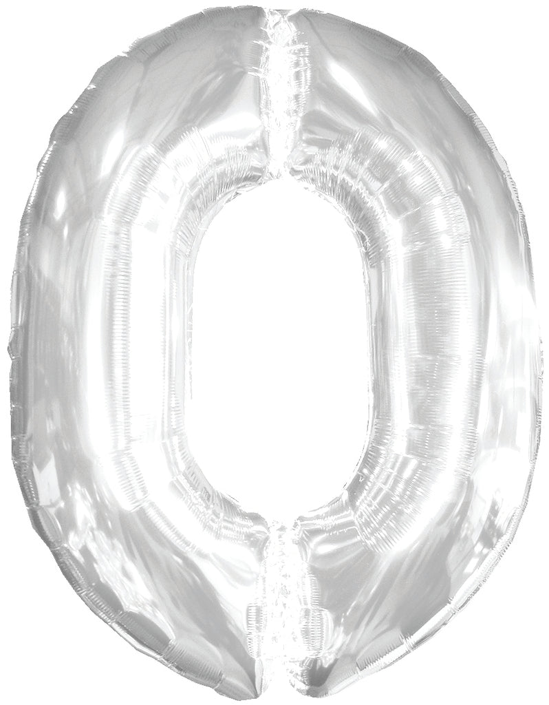 34" Jumbo Number #0 - Silver Foil Balloon
