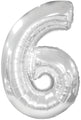 34" Jumbo Number #6 - Silver Foil Balloon