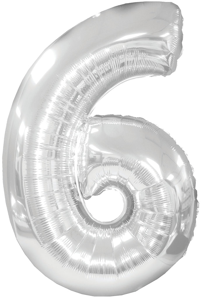 34" Jumbo Number #6 - Silver Foil Balloon