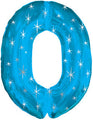 38" Blue Sparkle Zero Number Balloon