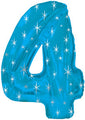 38" Blue Sparkle Four Number Balloon