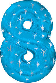 38" Blue Sparkle Eight Number Balloon