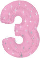 38" Pink Sparkle Three Number Balloon