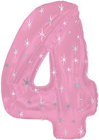 38" Pink Sparkle Four Number Balloon