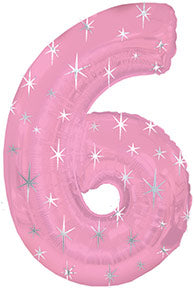 38" Pink Sparkle Six Number Balloon