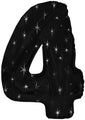 38" Black Sparkle Four Jumbo Number Balloon