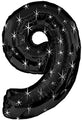 38" Black Sparkle Nine Jumbo Number Balloon