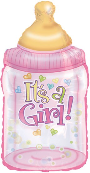 33" It's A Girl Baby Bottle Shape-A-Loon Balloon