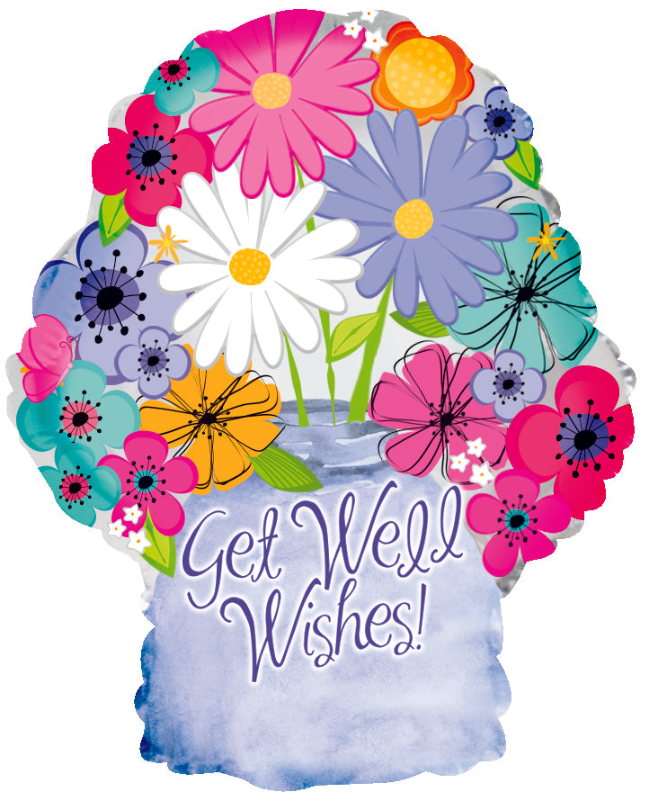 18" Floral Get Well Jar Foil Balloon