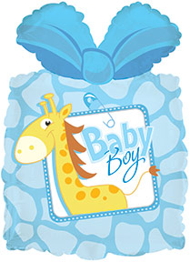 28" Baby Boy Present Shape Balloon