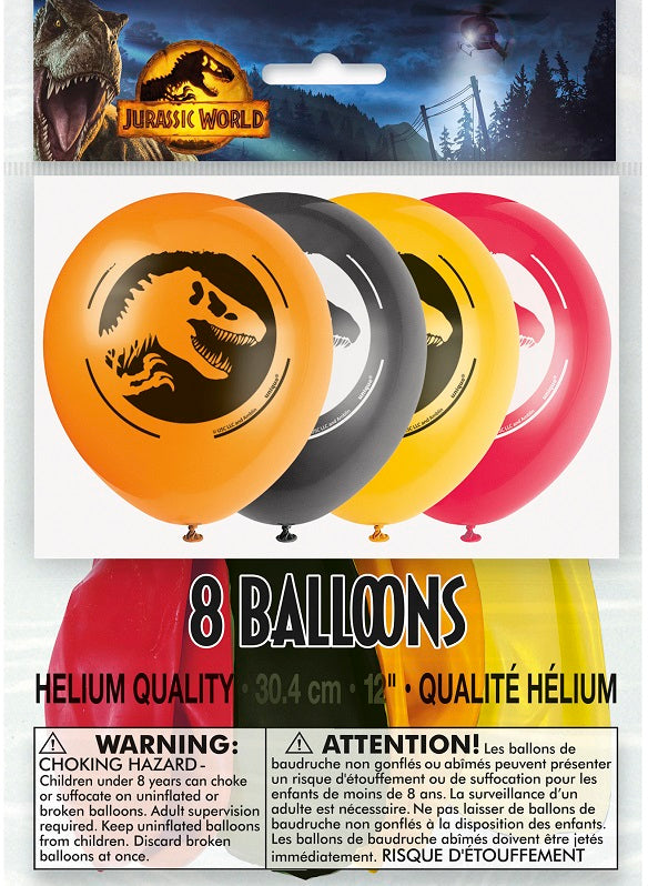 12" (8 Count) Jurassic World Balloons 2 Sided