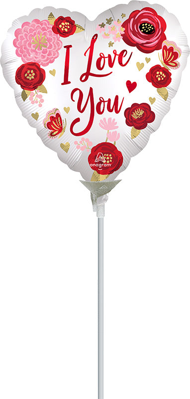 4" Airfill Only Satin Love You Flowers Foil Balloon