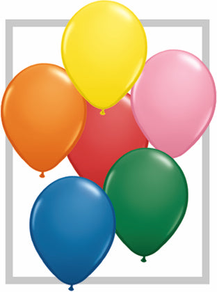 9" Qualatex Latex Balloons STANDARD Assortment (100 Per Bag)
