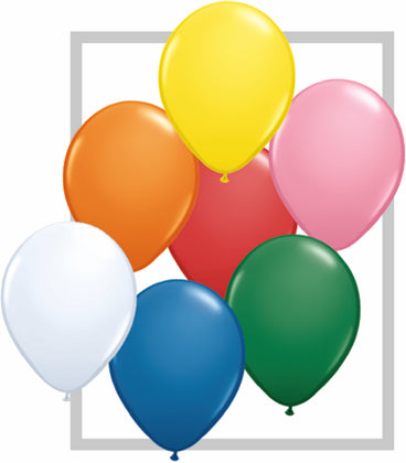 11" Qualatex Latex Balloons Standard ASSORT With White (100 Per Bag)