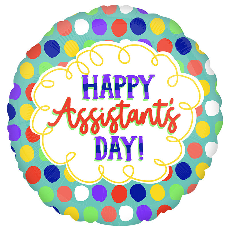 18" Happy Assistant's Day Dots Foil Balloon