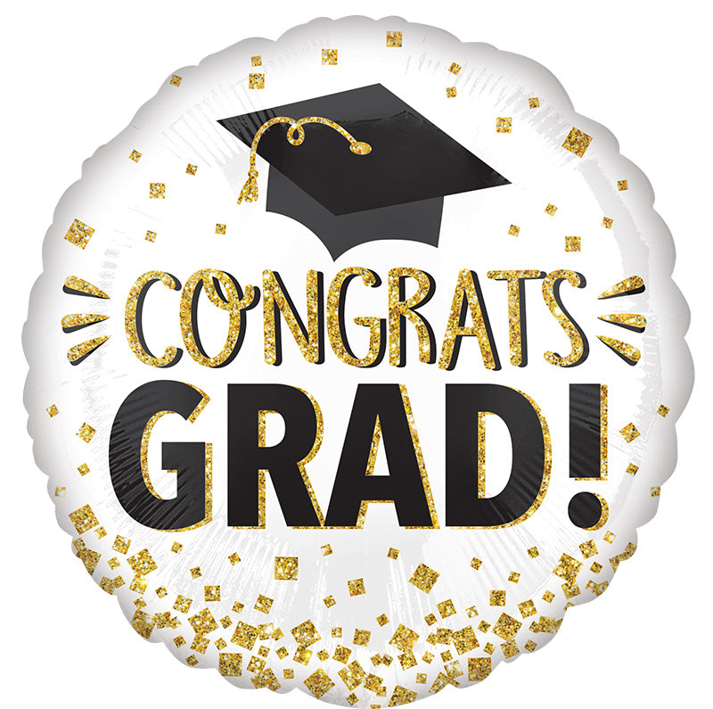 18" Congrats Grad Gold Glitter Foil Balloon