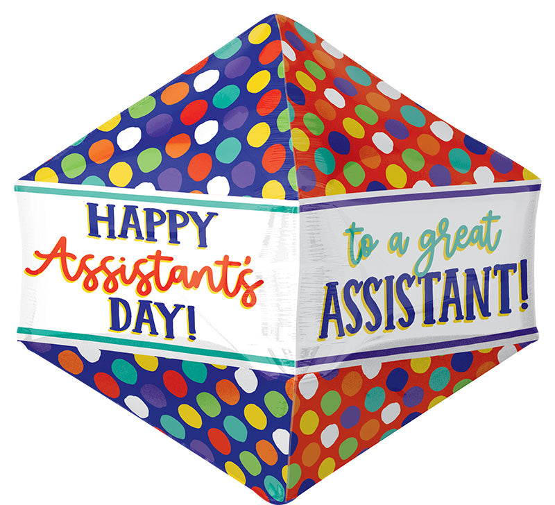 21" UltraShape Anglez Happy Assistant's Day Dots Foil Balloon