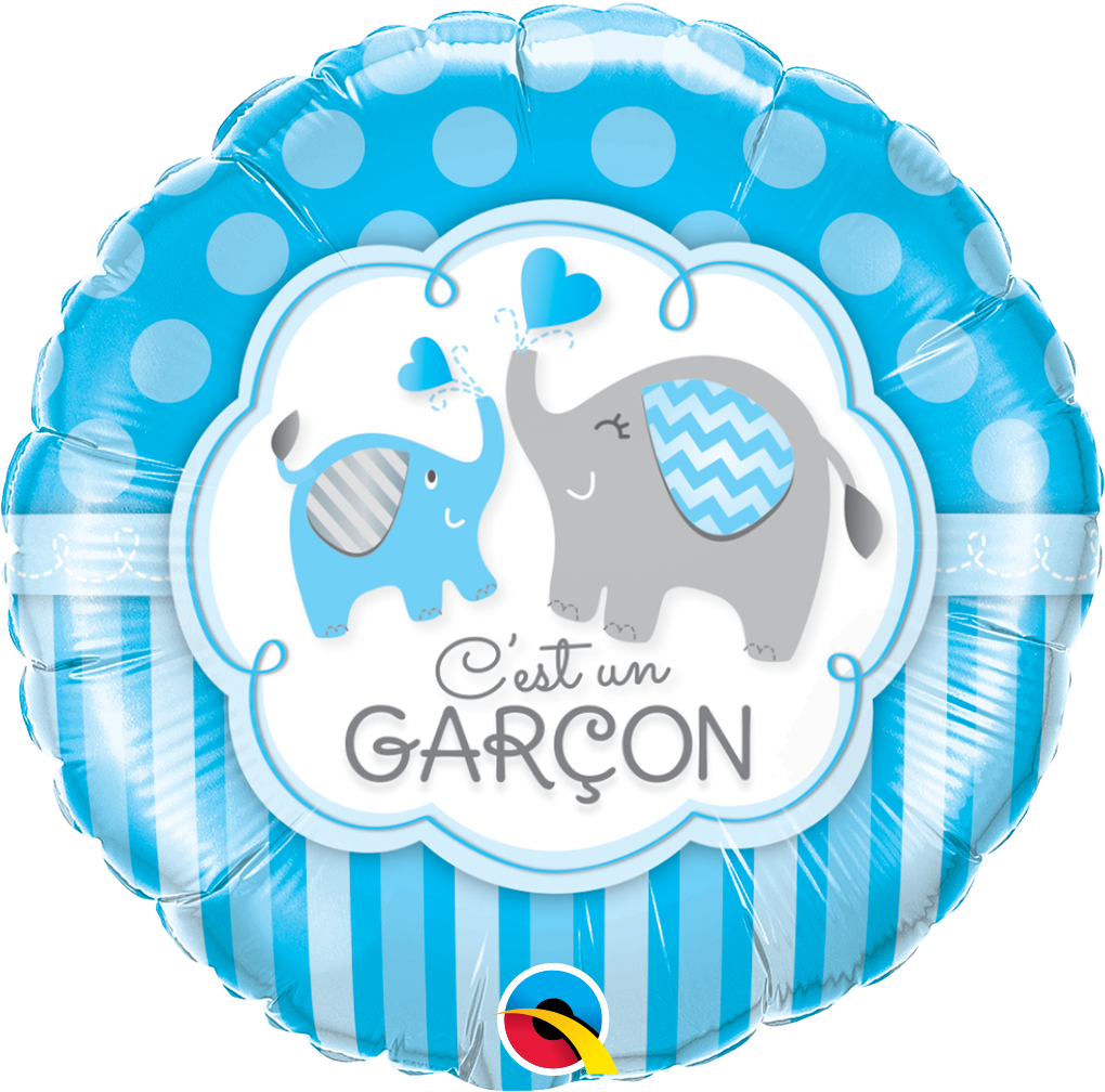 18" Packaged C'Est Un Garcon Elephants Balloon