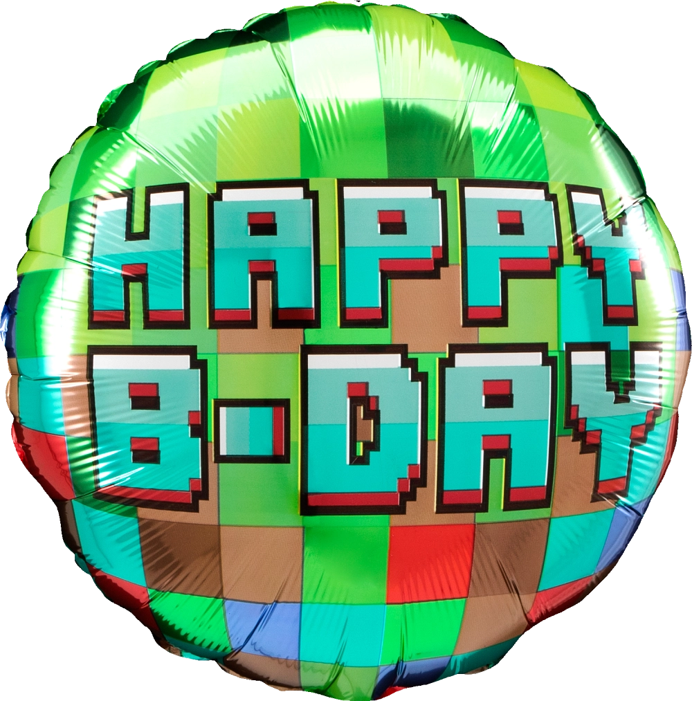 18" Pixel Party Happy Birthday Balloon