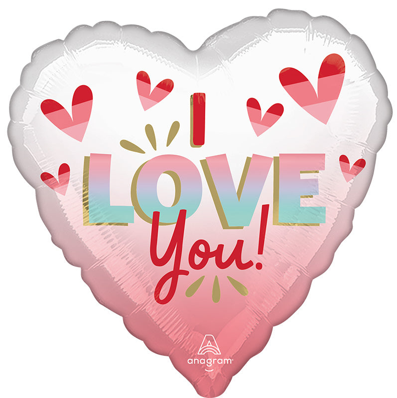 18" I Love You Diffused Ombré Foil Balloon