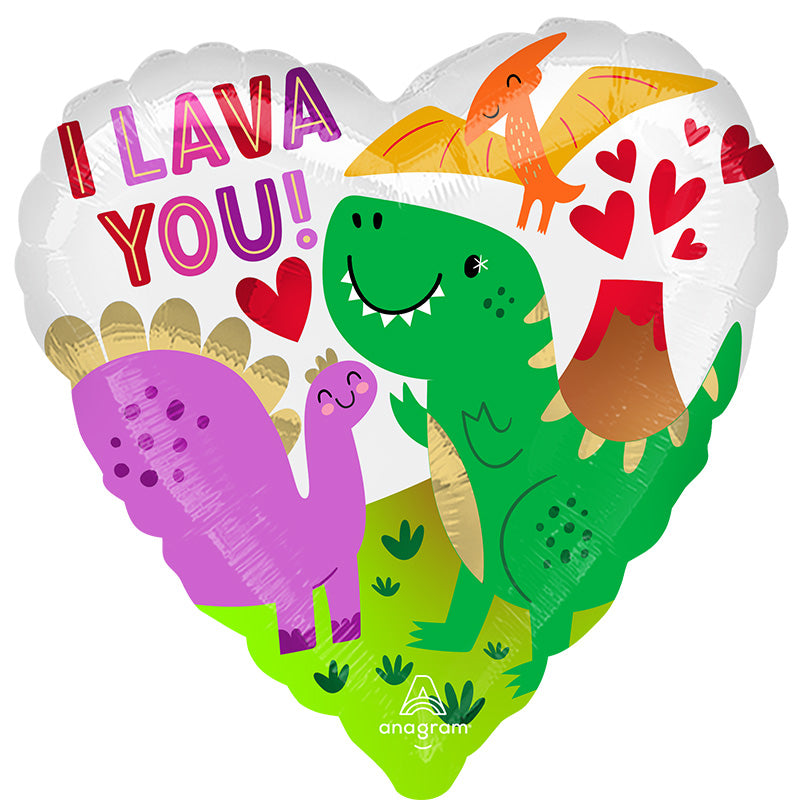 18" I Lava You Dinosaurs Foil Balloon
