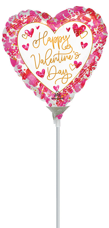 4" Airfill Only Heartful Valentine's Day Foil Balloon