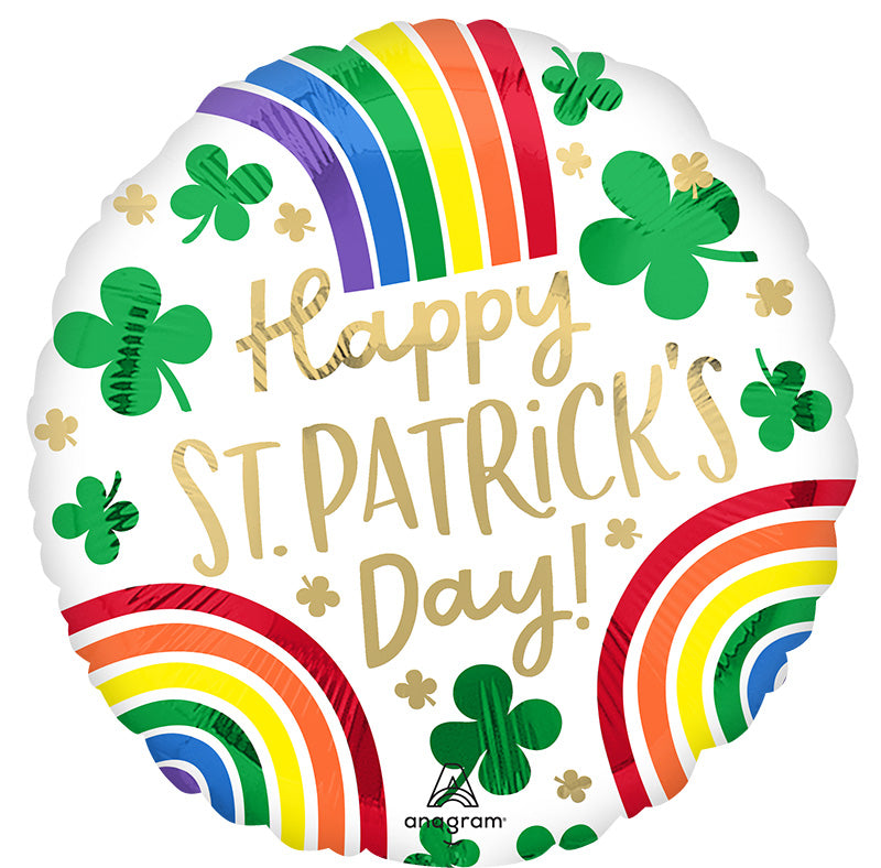 18" St. Patrick's Day Rainbows Foil Balloon