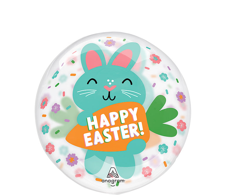 18" Printed Clearz Clearly Cute Easter Bunnies Foil Balloon