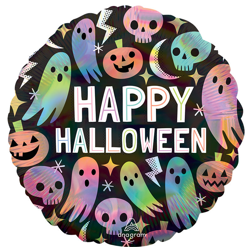 18" Iridescent Pastel Halloween Foil Balloon