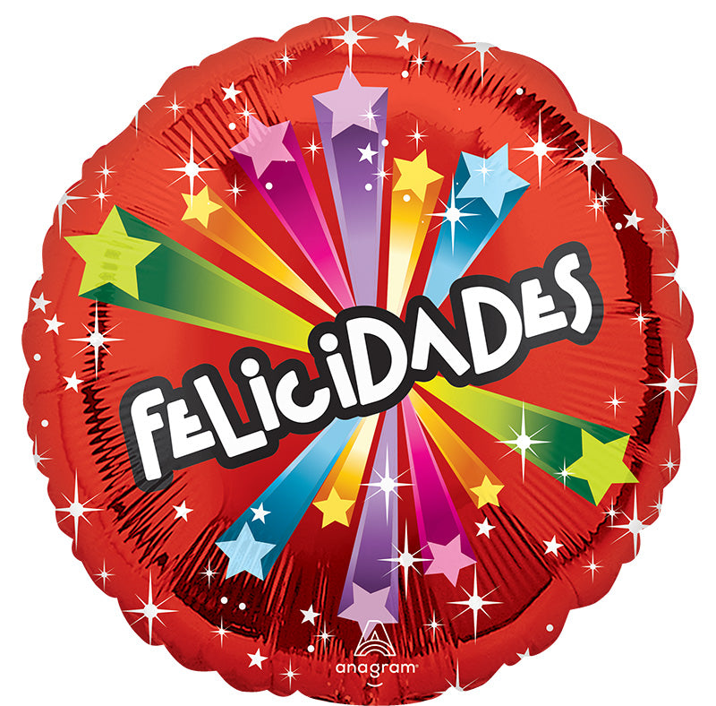 18" Felicidades Estrellas (Spanish) Foil Balloon