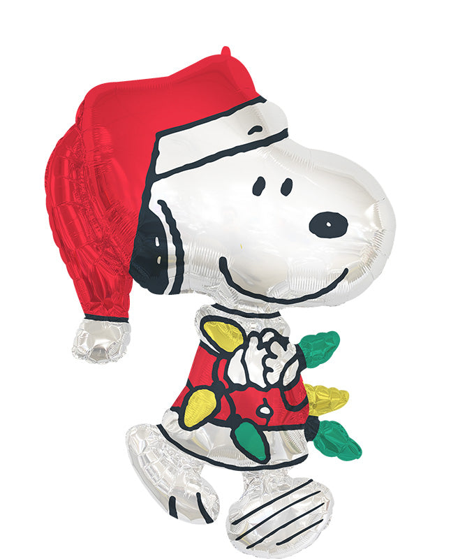 35" Jumbo Peanuts Santa Snoopy Foil Balloon