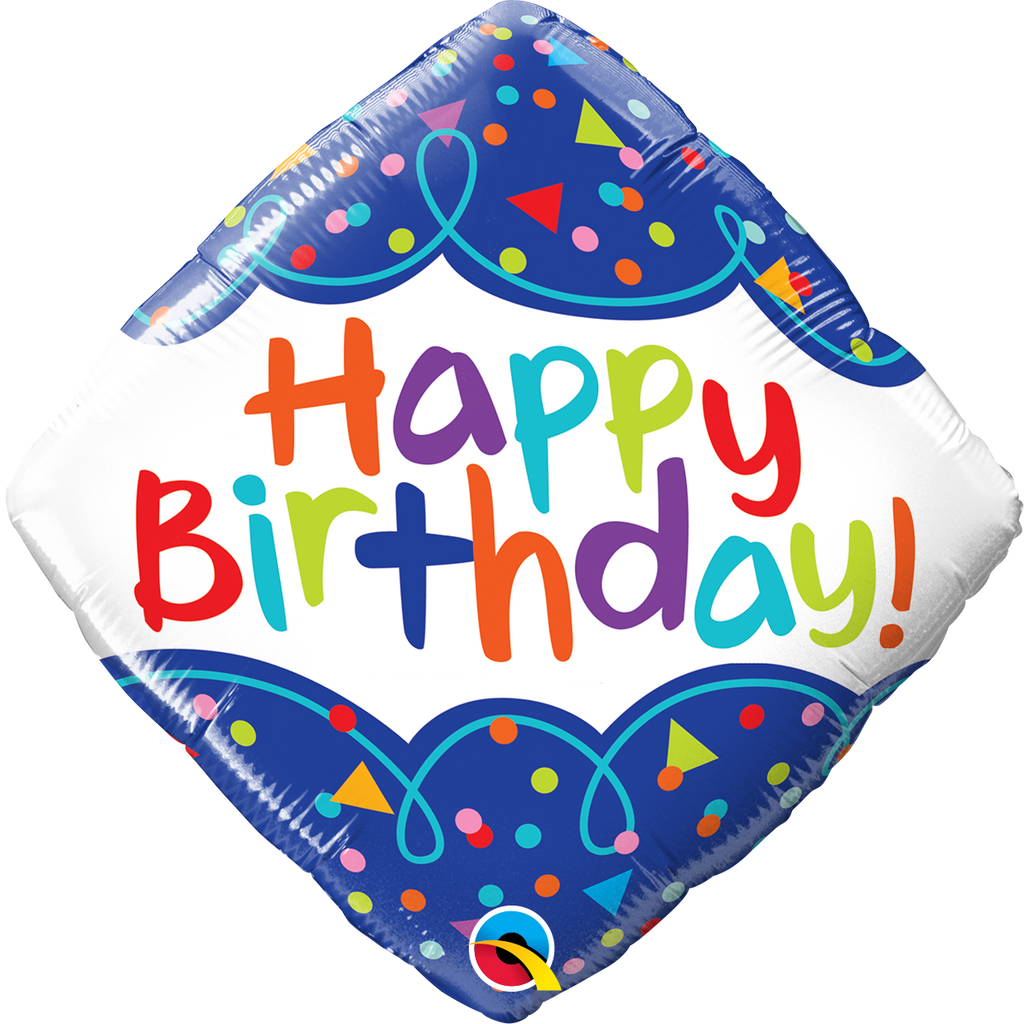 18" Diamond Birthday Scribble Confetti Foil Balloon