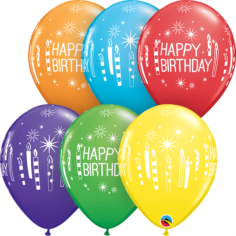 11" Rainbow (50 Per Bag) Birthday Candles Latex Balloons