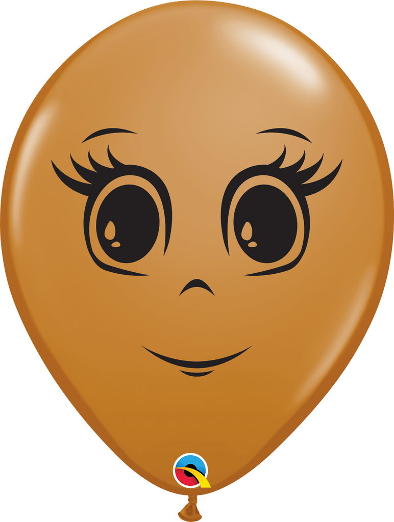 16" Mocha Brown (50 Count) Feminine Face Latex Balloons