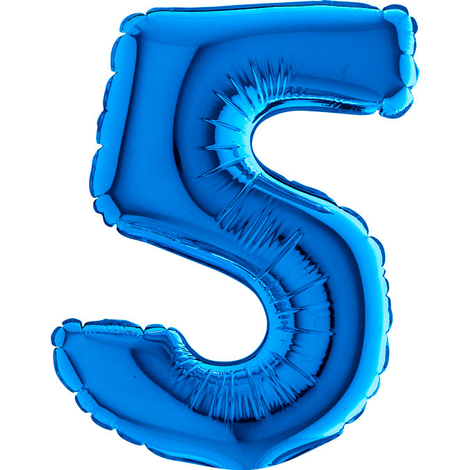 7" Airfill Only (requires heat sealing) Number Balloon 5 Blue