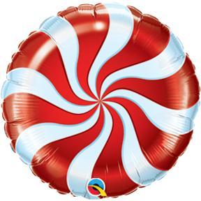 9" Airfill Only Round Candy Swirl Red Balloon