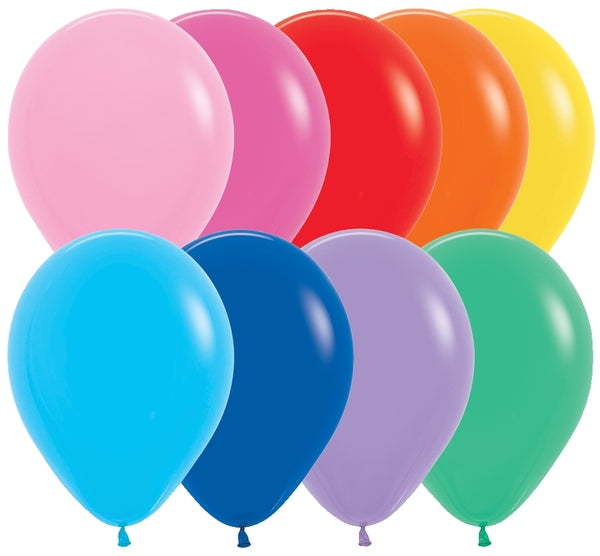 5" Color Assortment (100 Per Bag) (Fashion White, Yellow, Royal Blue, Green, Red, Bubble Gum Pink And Orange) Fashion Assortment Betallatex Latex Balloons