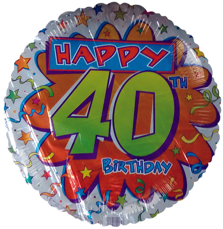 18" Happy 40th Birthday Streamers Foil Balloon