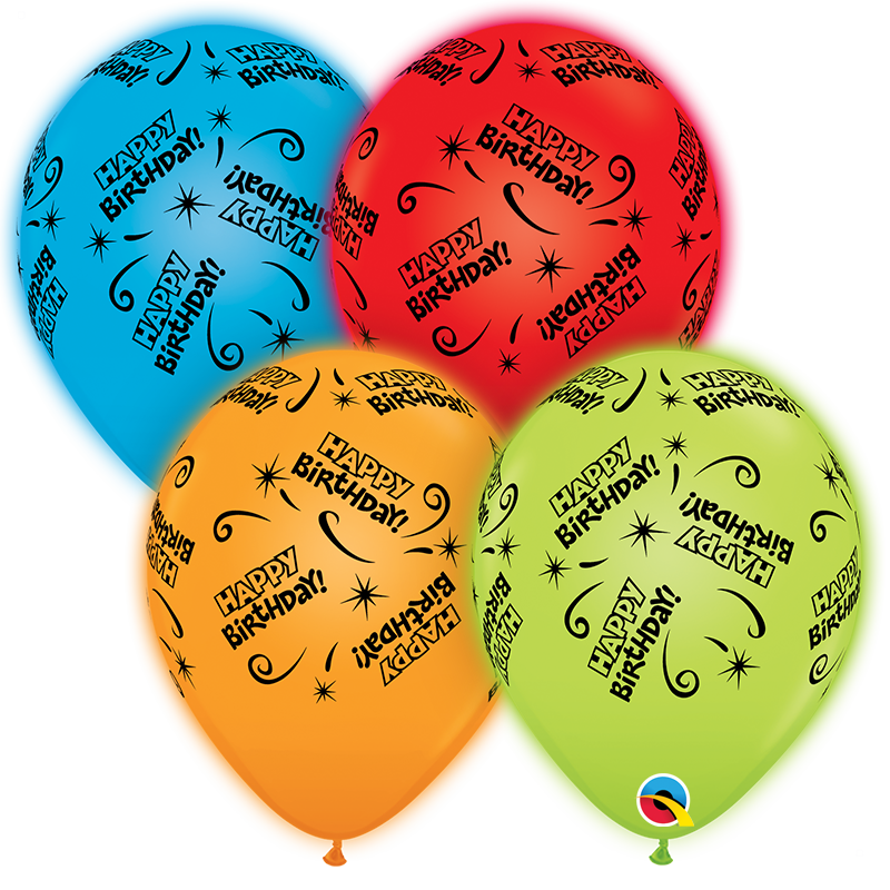10" Q-Lite Special Assorted 4 Count Birthday Latex Balloons